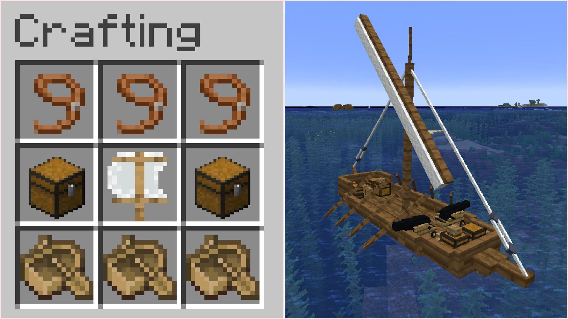 Players can craft various kinds of new ships and boats with this mod (Image via Modrinth/talhanation)